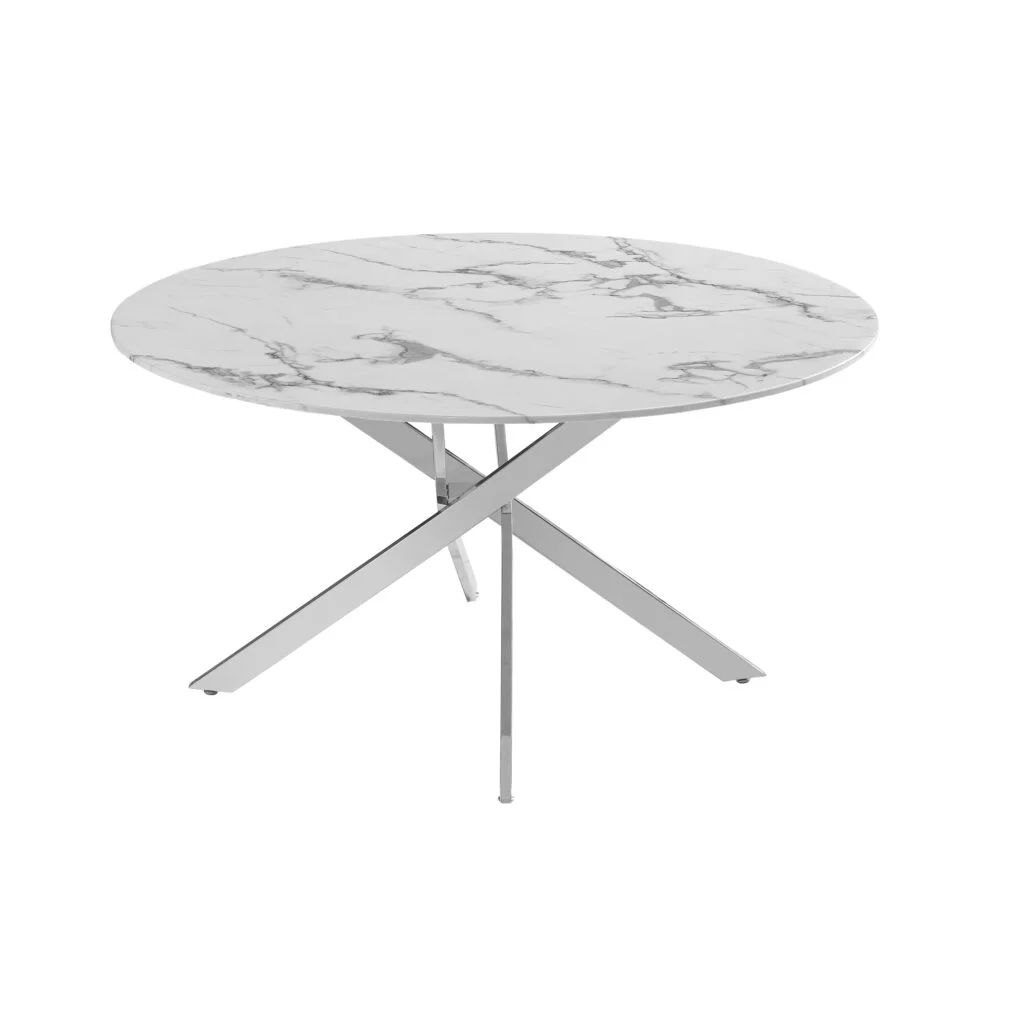 CR - Genesis 51” Round - Marble Finished Glass/Silver